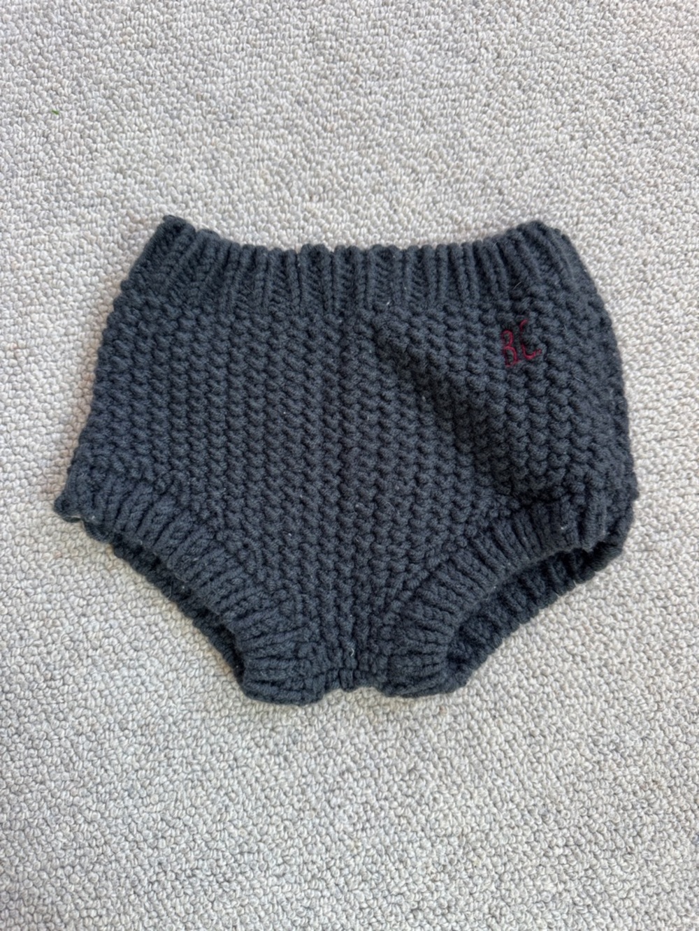 Knitted Baby Bloomer Shorts in Charcoal